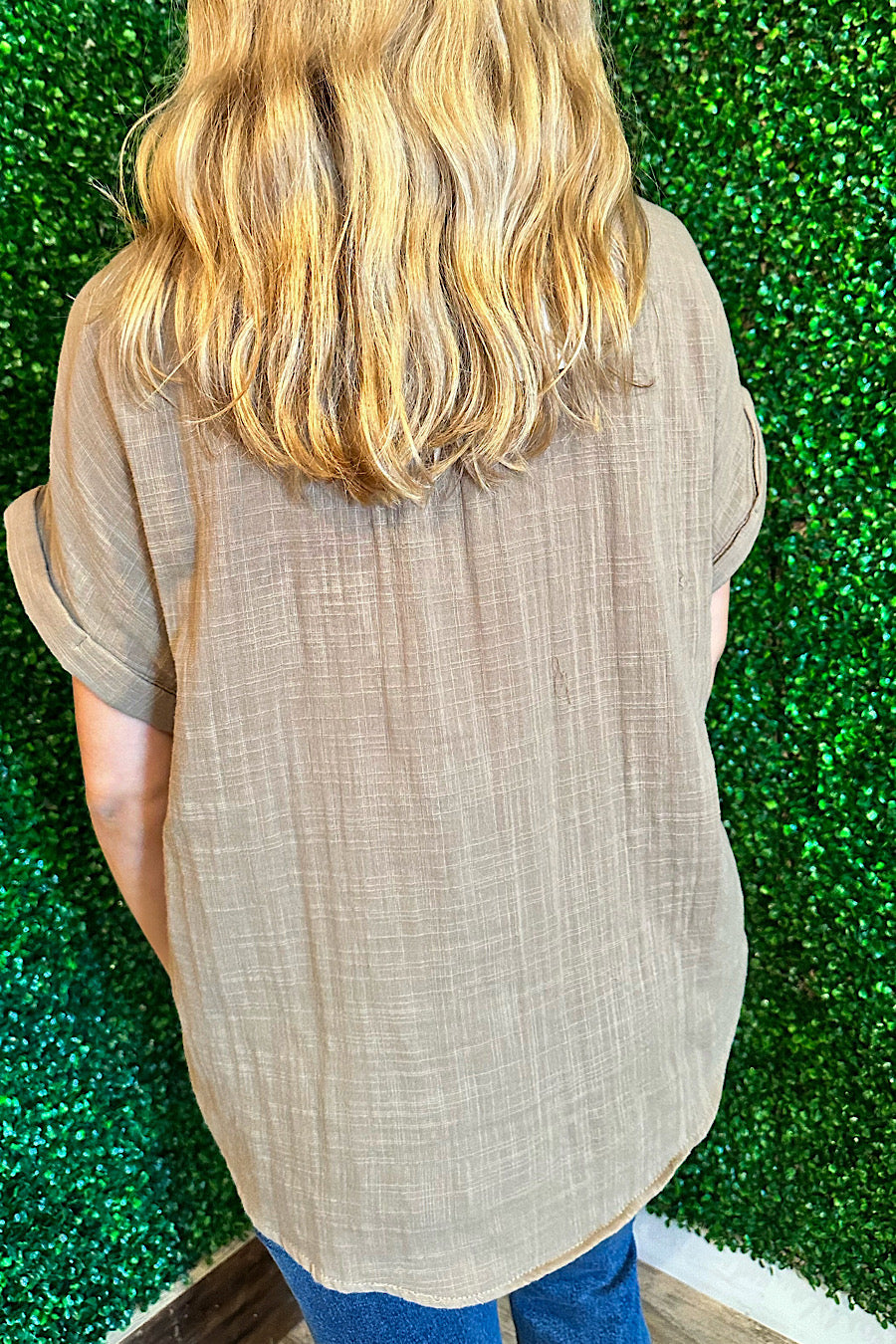 Simple Endeavor Gauze Cotton Top Taupe