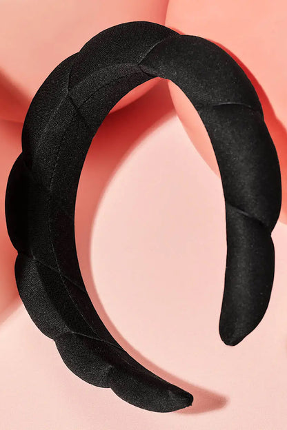 Kitsch Fabric Puffy Scalloped Headband Black
