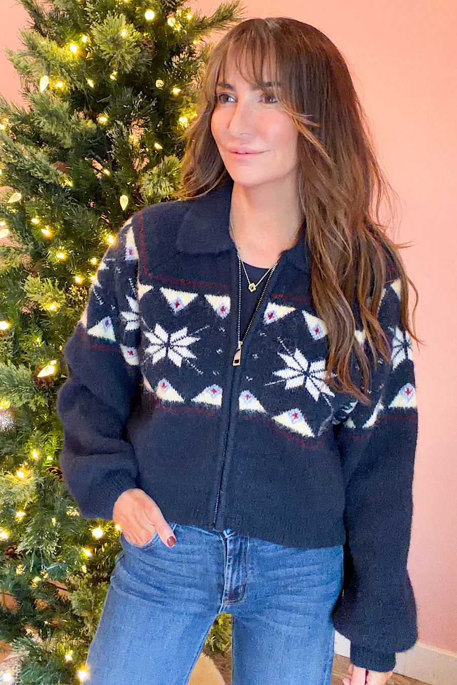 BlankNYC Screen Time Zip Up Knit Top