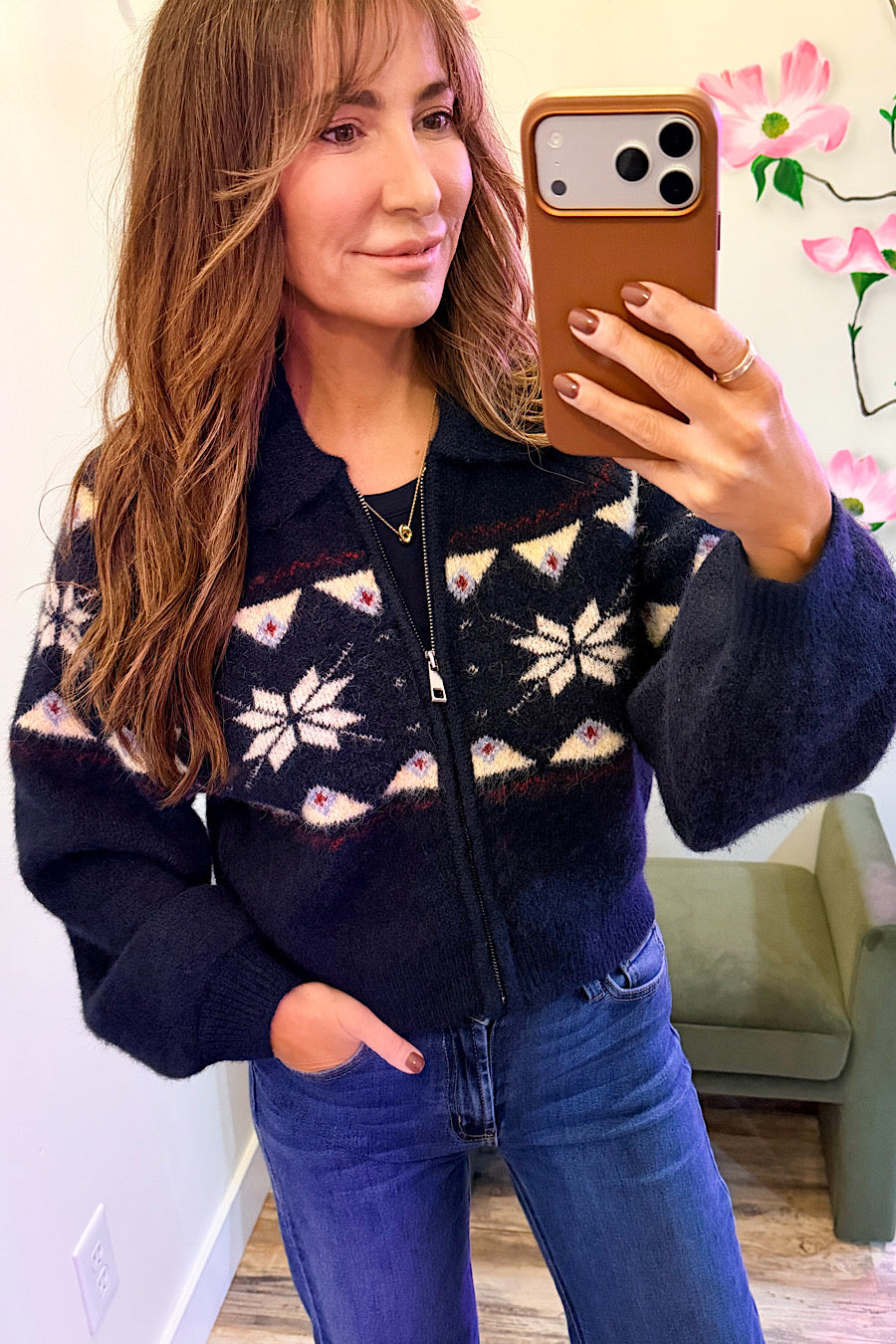 BlankNYC Screen Time Zip Up Knit Top