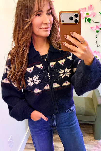 BlankNYC Screen Time Zip Up Knit Top