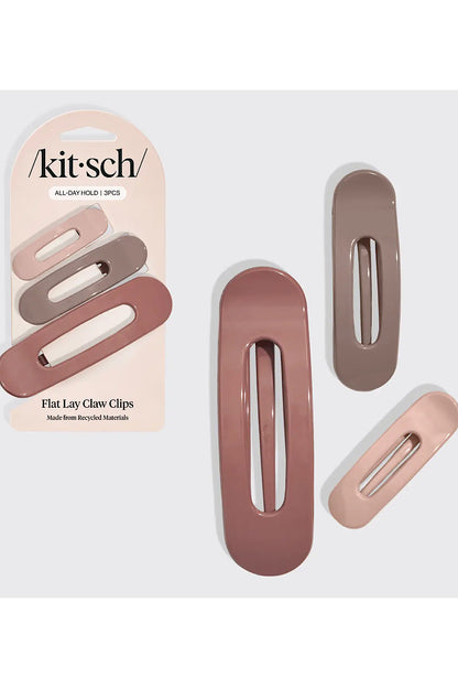 Kitsch 3pc Flat Lay Hair Claw Clip Set Terracotta