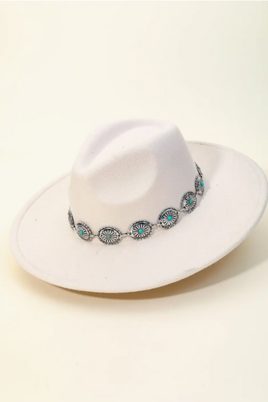 Western Concho Chain Fedora Hat