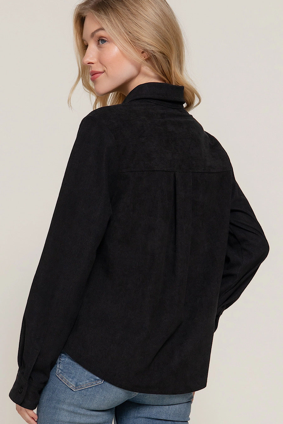 DOOR BUSTER! Corduroy Black Shirt