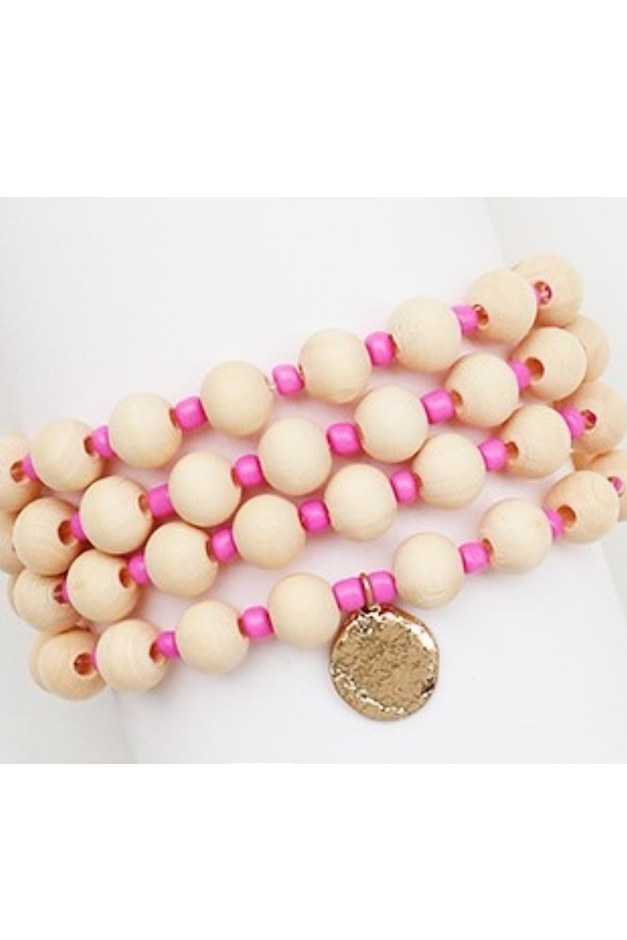 Wooden Beaded Bracelet Set in Mint OR Pink