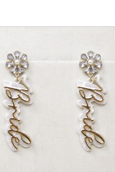 White & Gold Bride Earrings