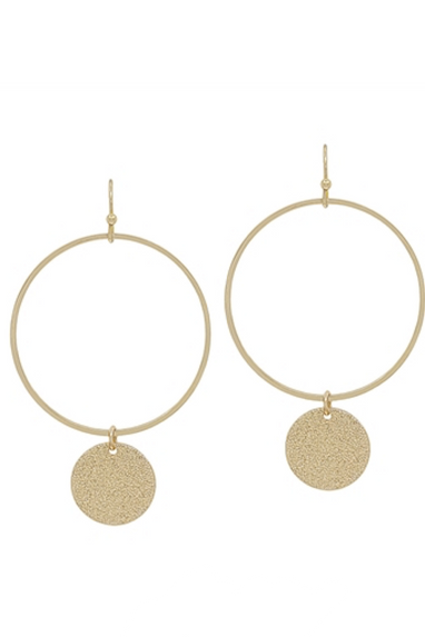 Shiny Disc Circle Earrings in Silver or Gold