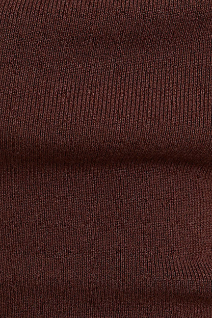 Last Night Asymmetrical Neck Sweater Brown