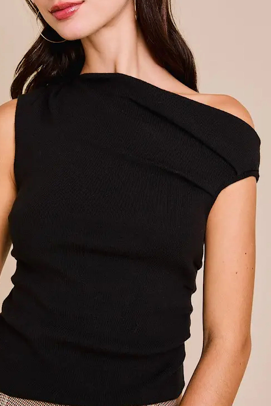 Last Night Asymmetrical Neck Sweater Black