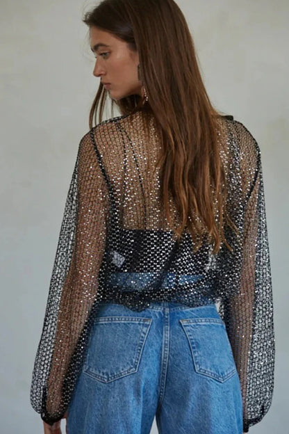 Chain Reaction Sequin Mesh Top