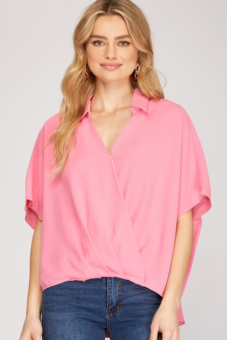 Elevated Chill Surplice Top Bubble Pink