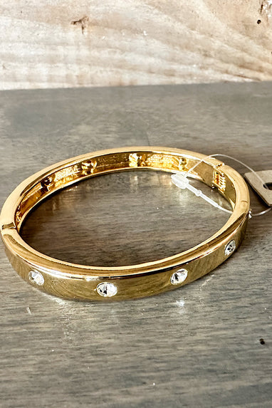 Gold Bangle Bracelet with Rhinestones