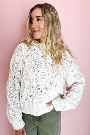 Cabin Life Cable Knit Sweater Off White