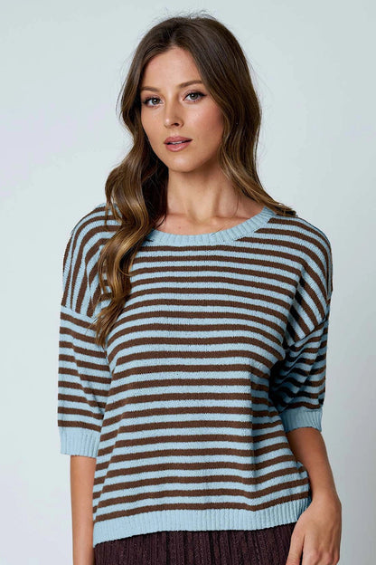Chill Whispers Striped Button Back Top