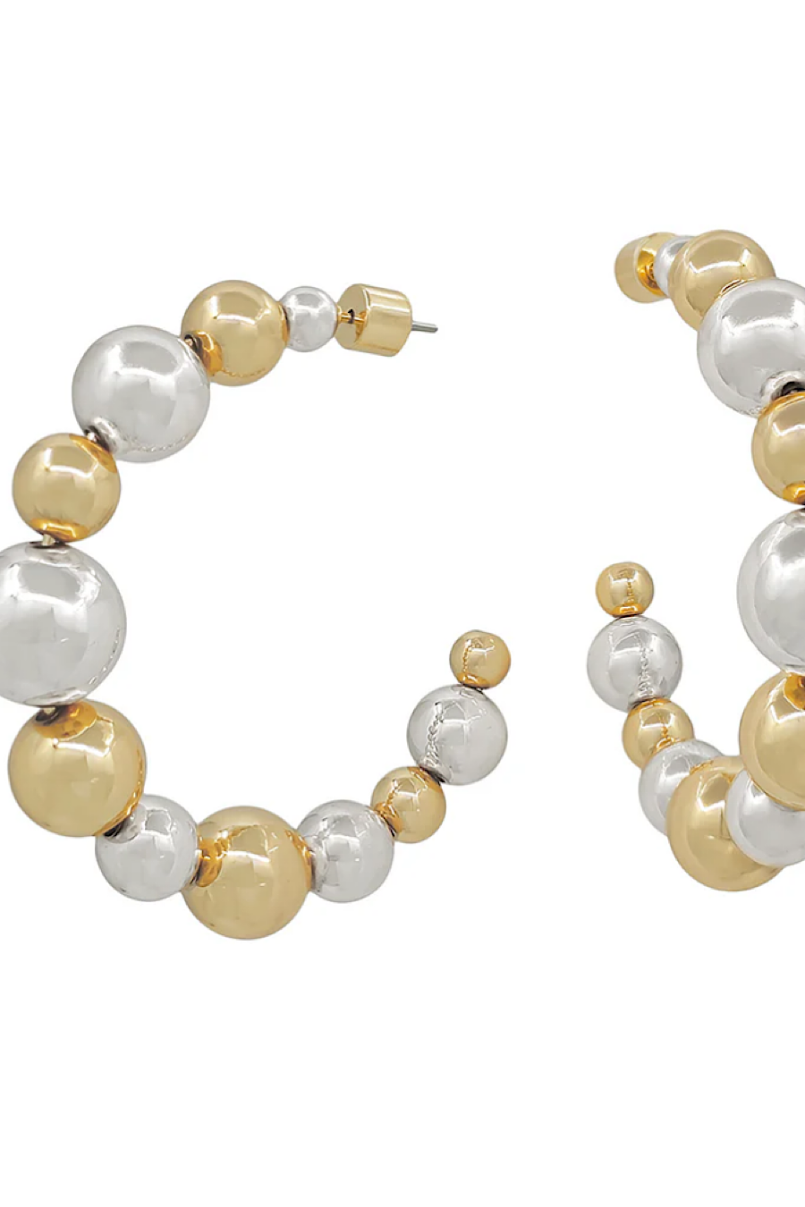 Mixed Gold &amp; Silver Beaded Hoop Earrings