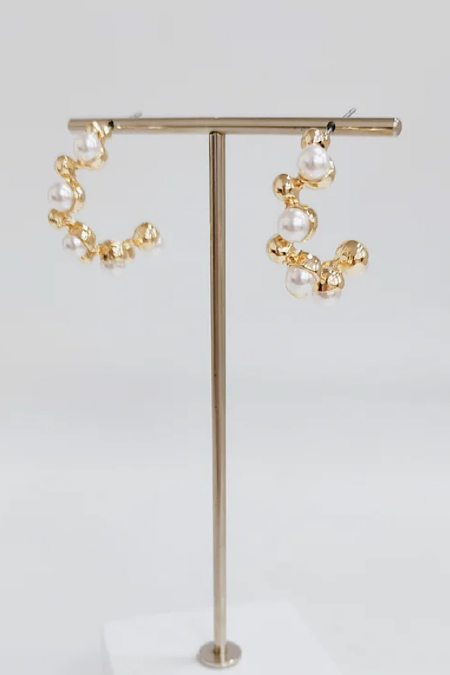Gold and Pearl Hoop Earrings