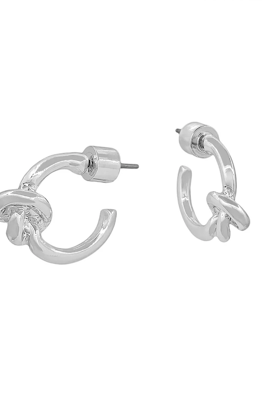 Small Silver Knot Huggie Earrings