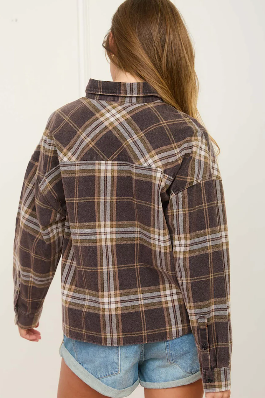 Right on Time Plaid Boxy Shirt