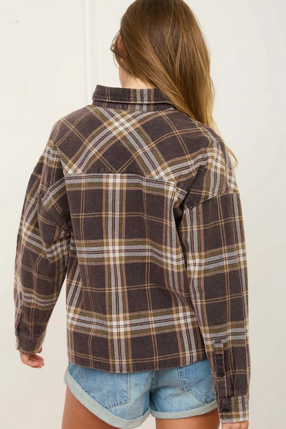 Right on Time Plaid Boxy Shirt