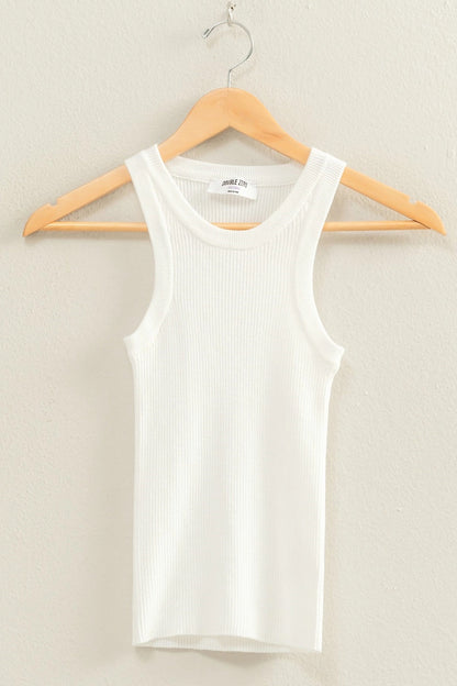 Ribbed Knit Tank Top Off White