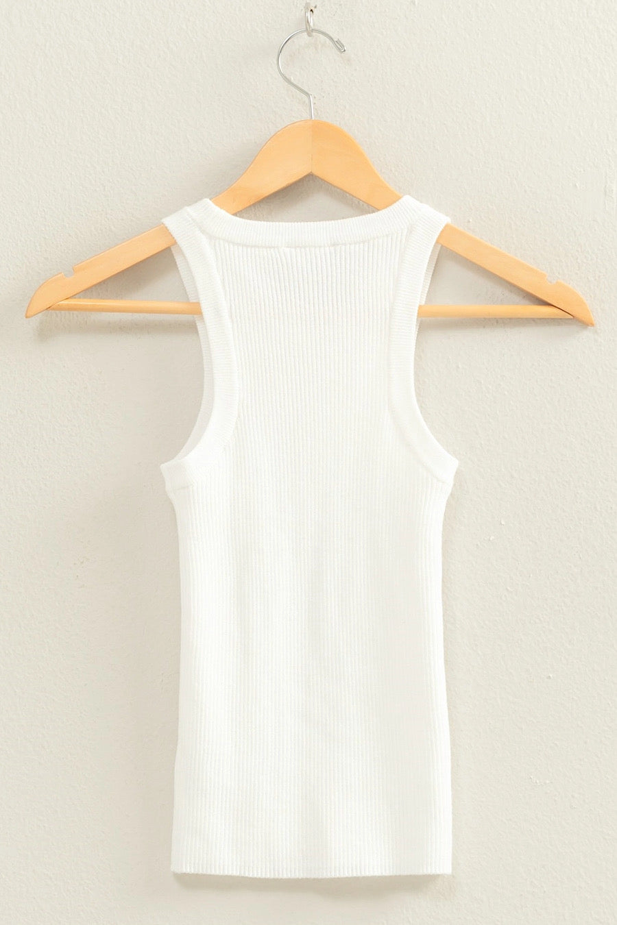 Ribbed Knit Tank Top Off White