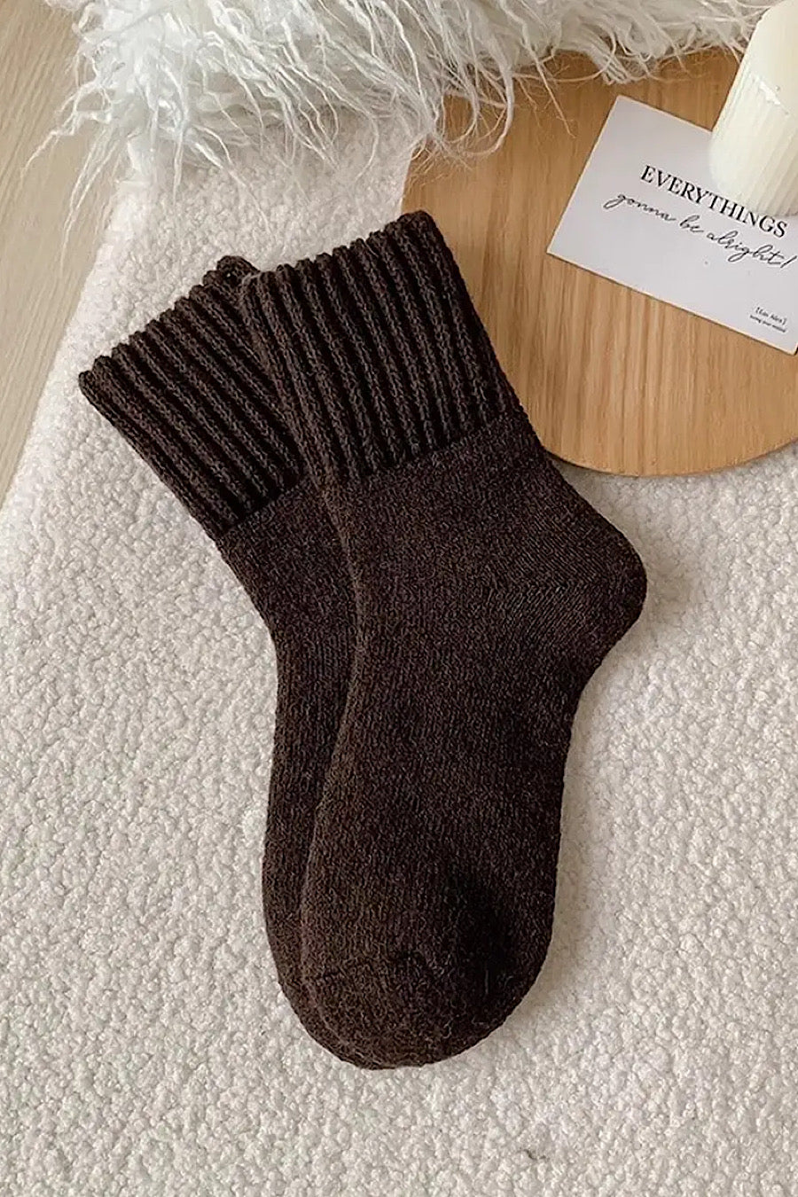Thick Crew Socks in Khaki or Dark Coffee