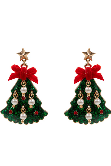 Christmas Tree Pearl Earrings