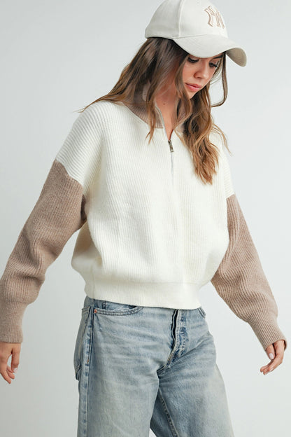 Inner Spark Colorblock Half Zip Sweater