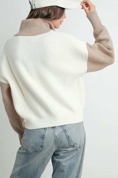 Inner Spark Colorblock Half Zip Sweater