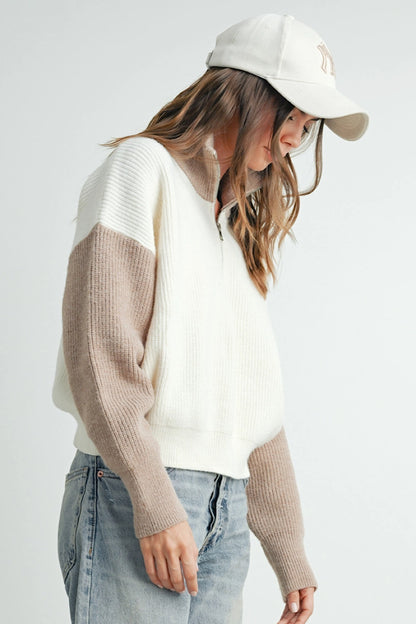Inner Spark Colorblock Half Zip Sweater