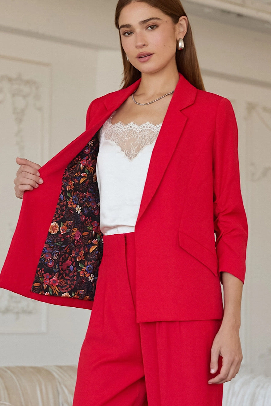 She’s on Fire Shirred Sleeve Blazer