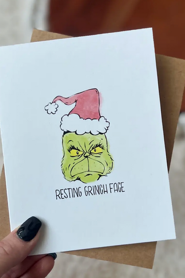 Resting Grinch Face Christmas Card