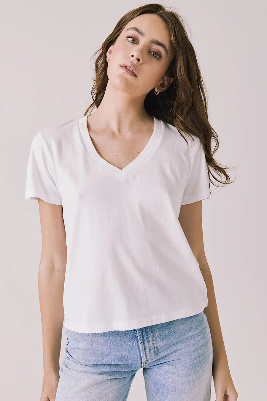 Chaser Brand Gimlet White Cotton V-Neck Tee