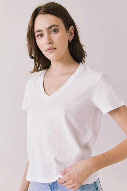 Chaser Brand Gimlet White Cotton V-Neck Tee