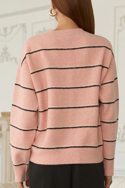 Redefined Striped Pullover Sweater Pink