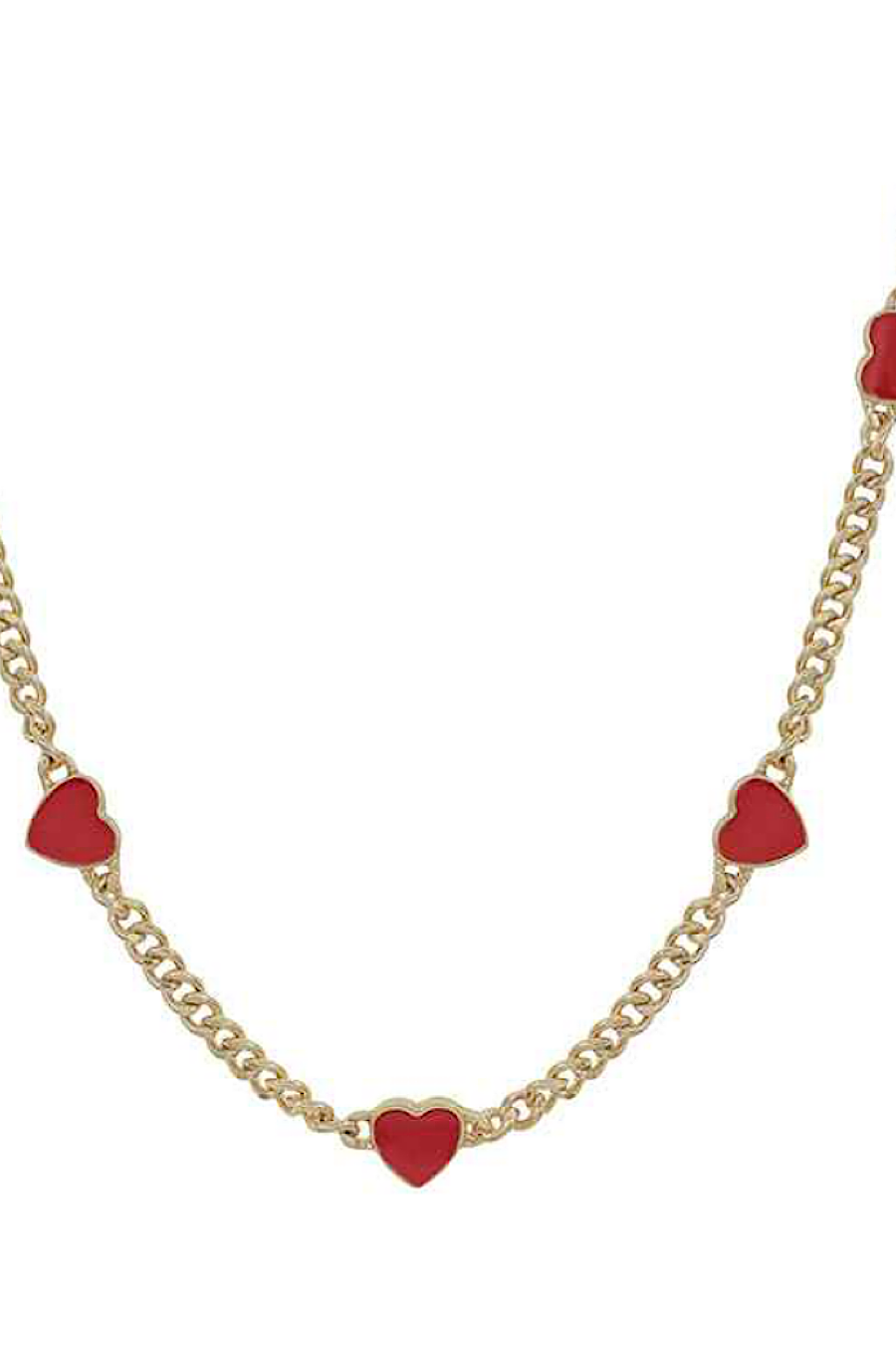 Red Heart Necklace in Gold