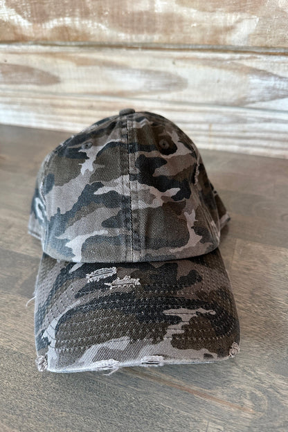 Cotton Distressed Baseball Hat in Several Colors