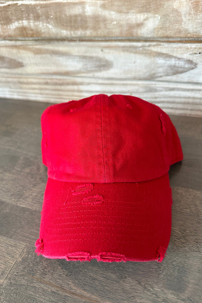 Cotton Distressed Baseball Hat in Several Colors