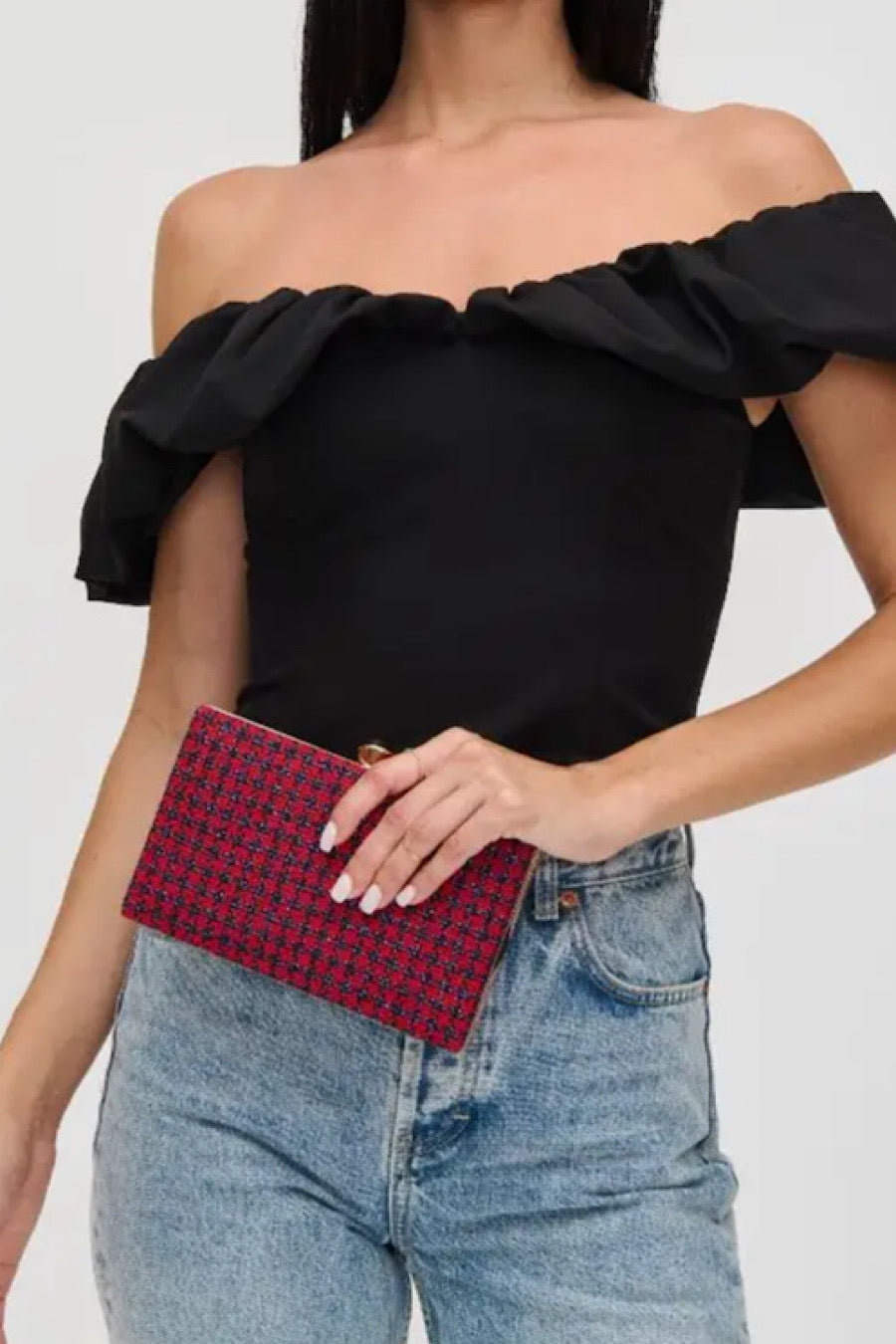 Rosa Houndstooth Evening Clutch Bag