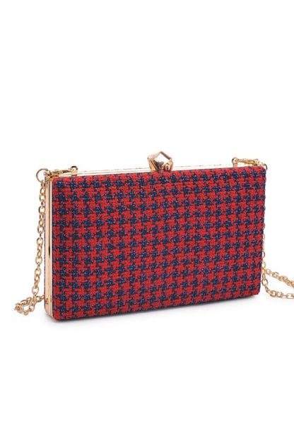 Rosa Houndstooth Evening Clutch Bag