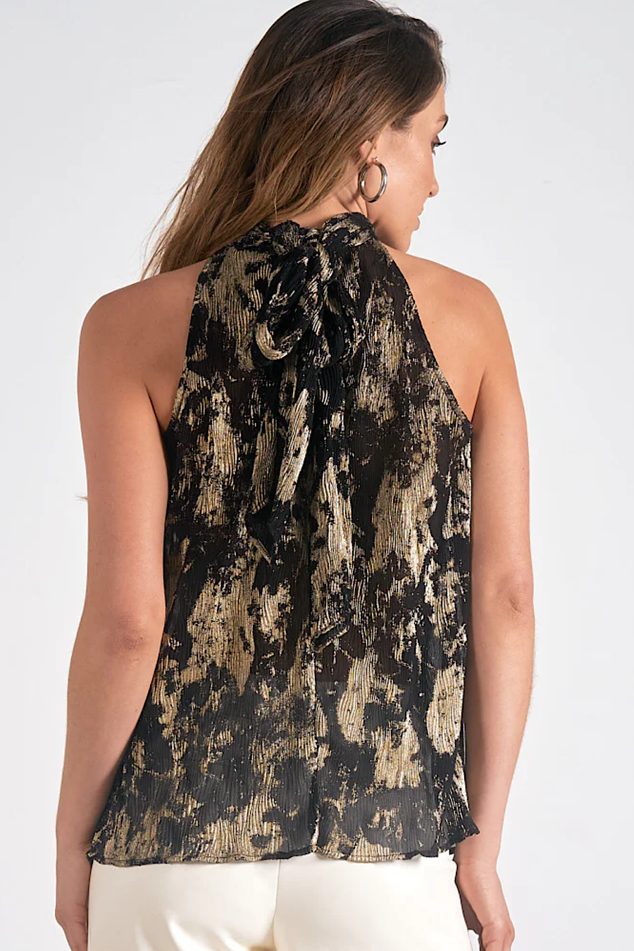 Cocktail Hour Gold &amp; Black Halter Top