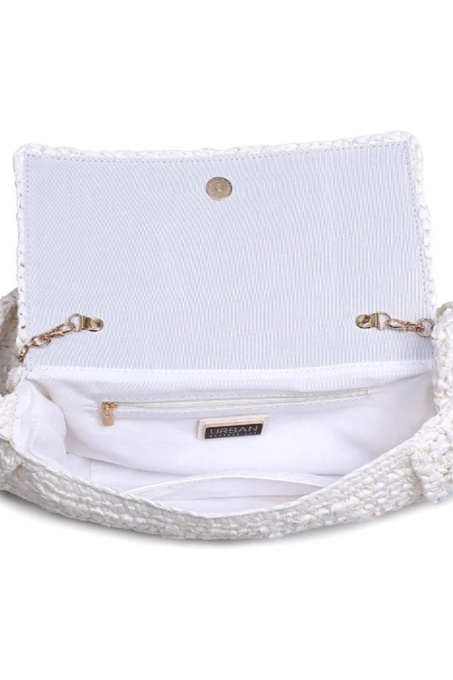 Anika Raffia Crossbody Bag in White or Pink.