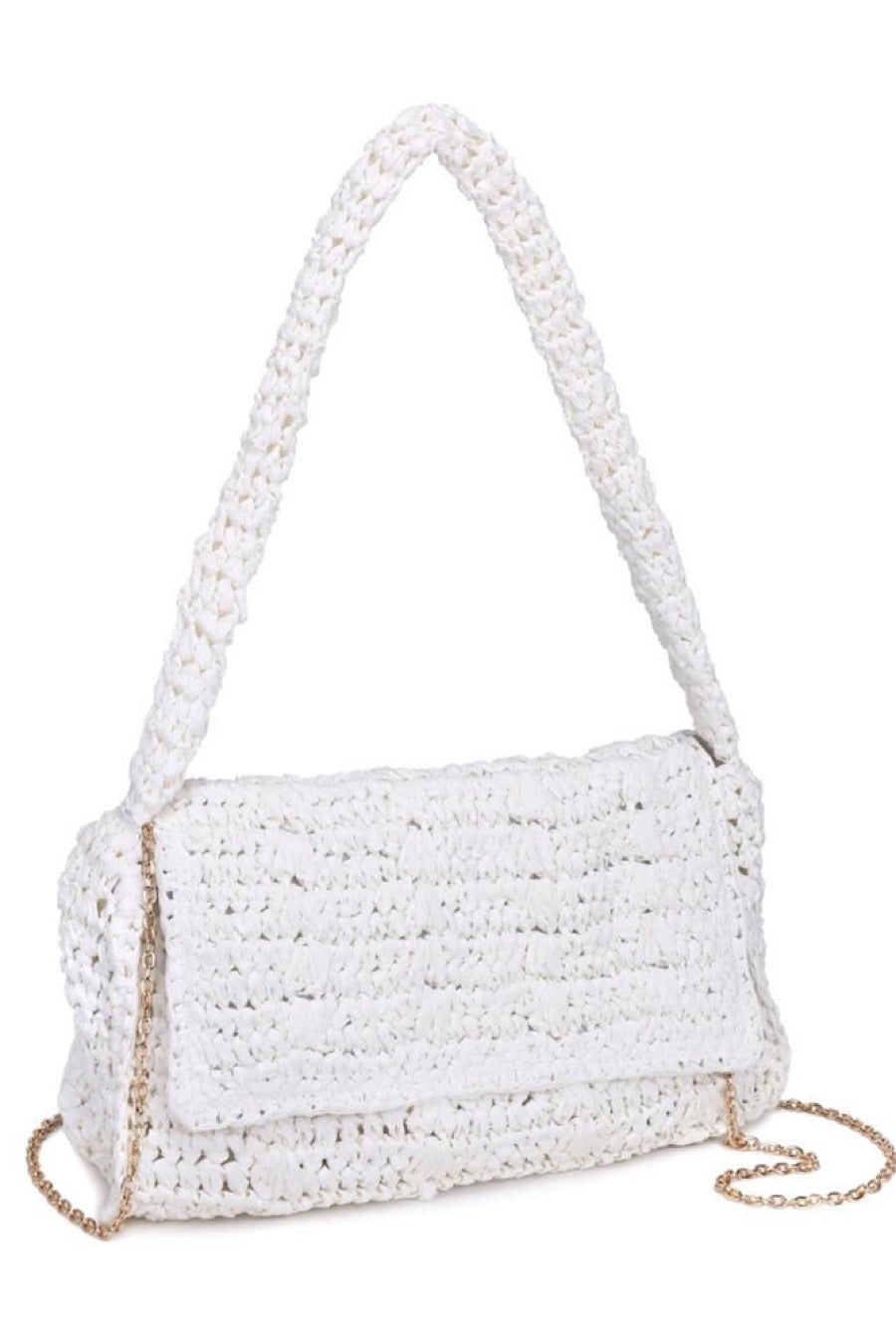 Anika Raffia Crossbody Bag in White or Pink.