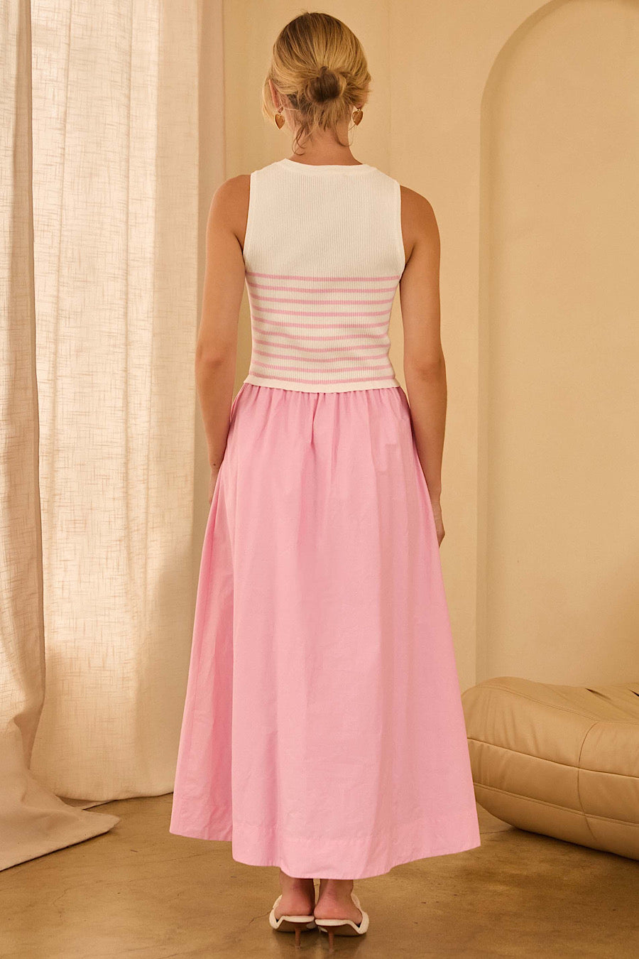 Poised in Pink Mixed Media Dress