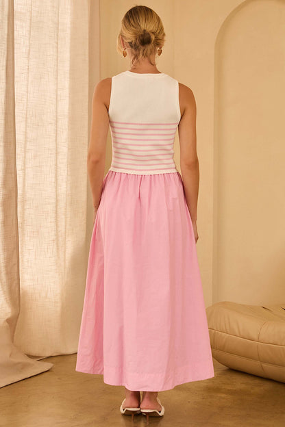 Poised in Pink Mixed Media Dress