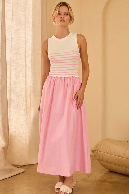 Poised in Pink Mixed Media Dress