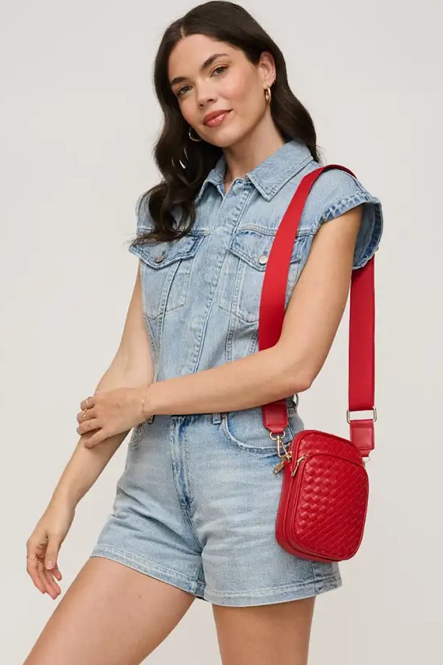 Celeste Woven Crossbody Bag Red