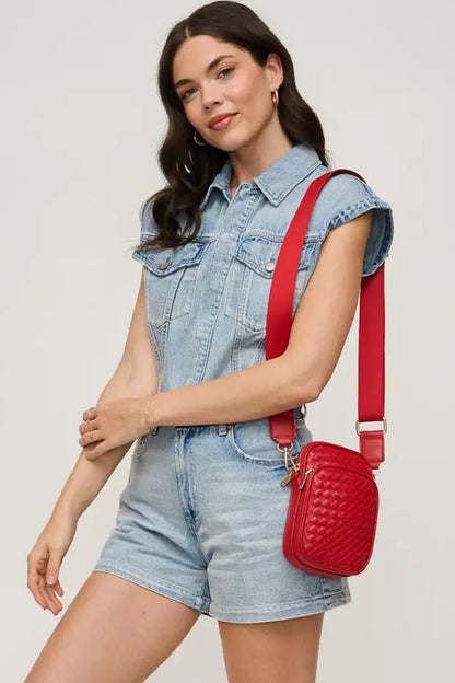 Celeste Woven Crossbody Bag Red