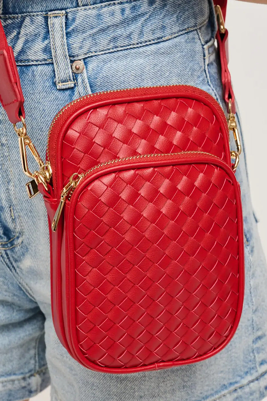 Celeste Woven Crossbody Bag Red