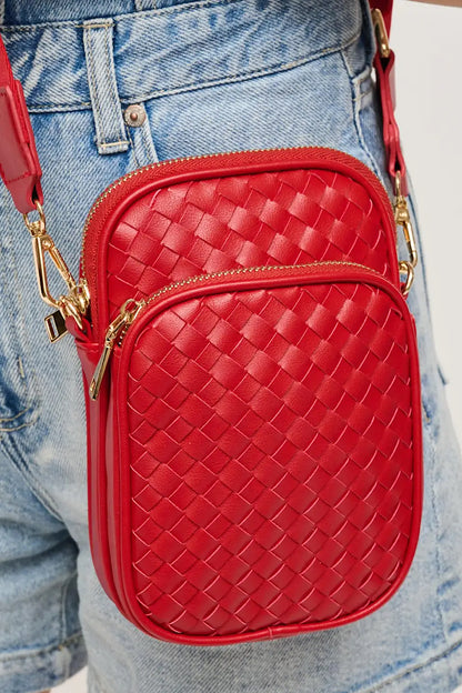Celeste Woven Crossbody Bag Red